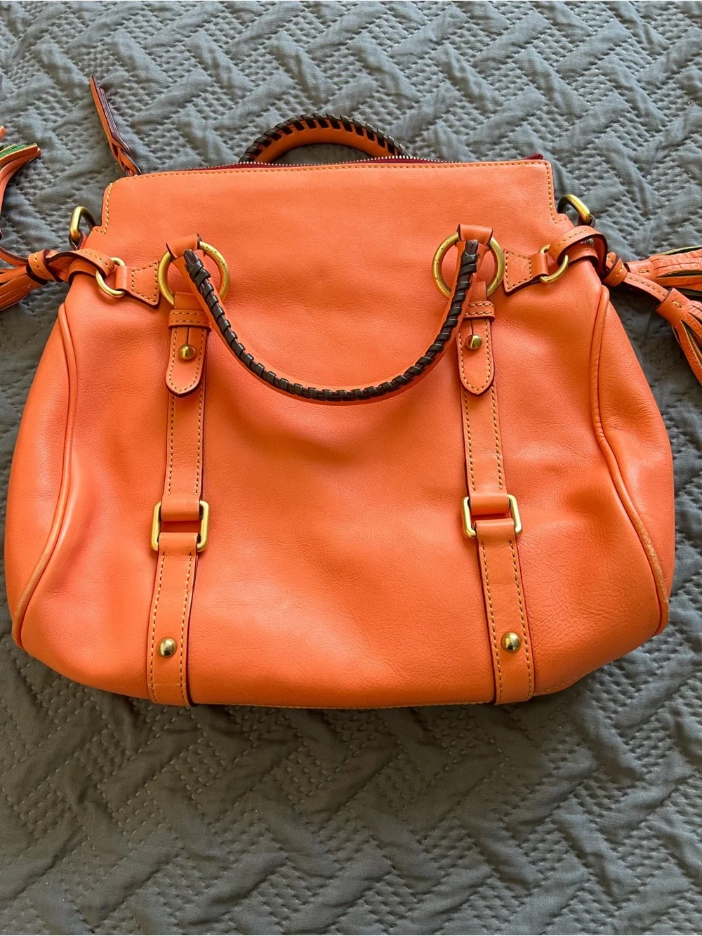 Dooney and Bourke Salmon Leather Satchel Handbag
